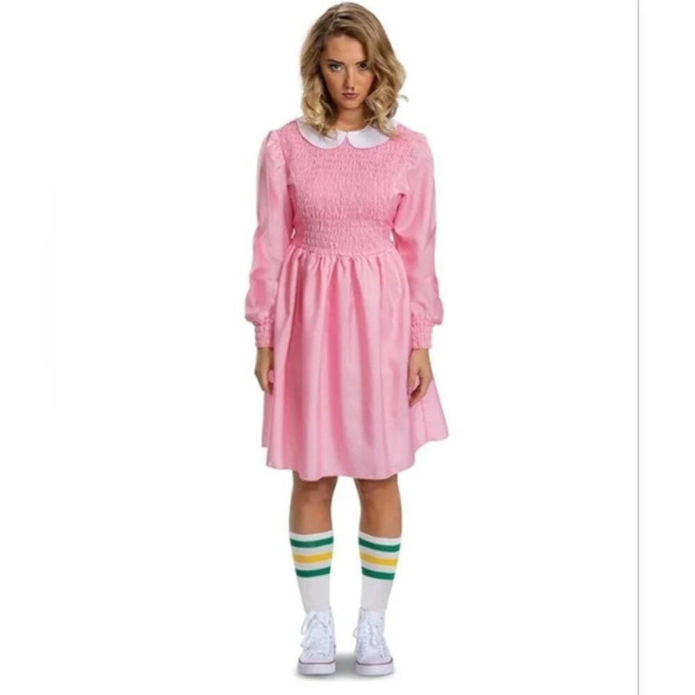 Stranger Things Eleven Pink  Dress Halloween Costume Cosplay